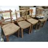 A SET OF EIGHT OAK AND ASH ARTS AND CRAFTS SIDE CHAIRS.