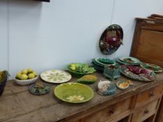 A QTY OF VARIOUS MAJOLICA WARES,ETC.