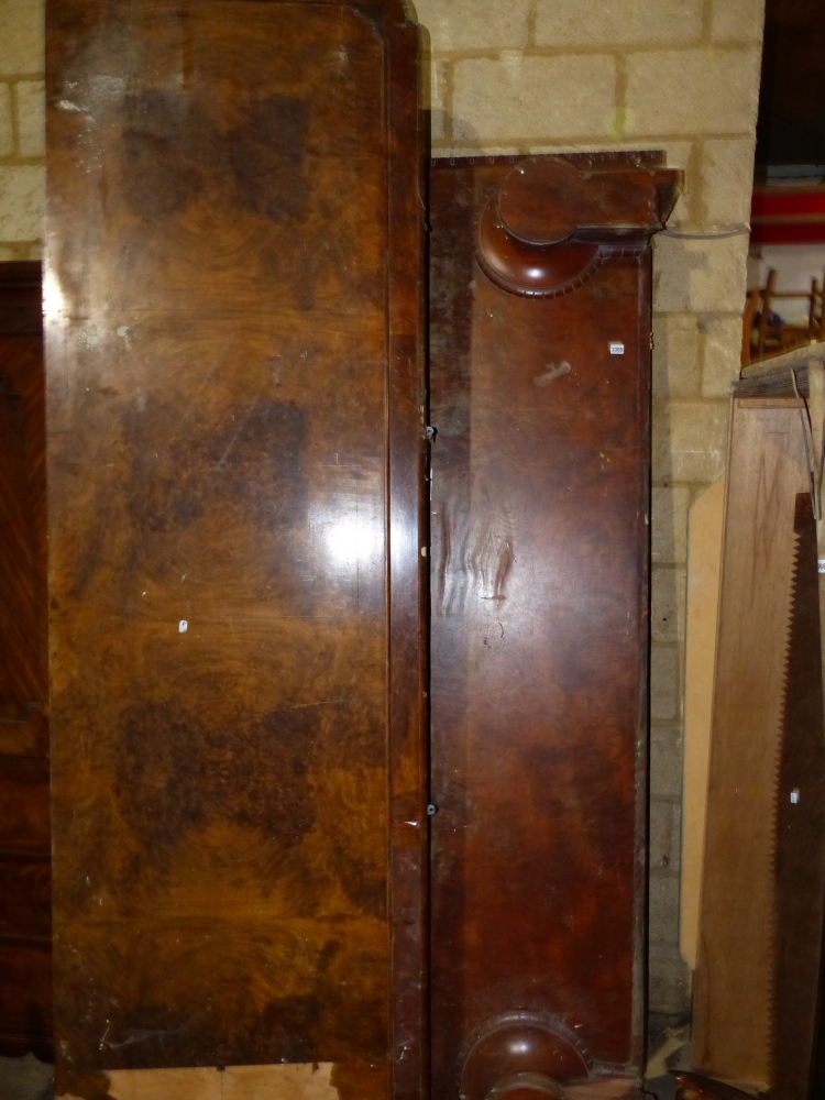 TWO LARGE MAHOGANY SIDEBOARD TOPS.