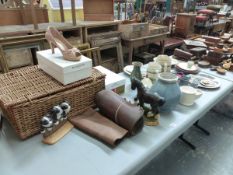 ASSORTED CHINA, PICNIC BASKET,ETC.