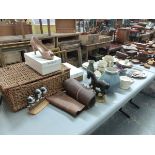 ASSORTED CHINA, PICNIC BASKET,ETC.