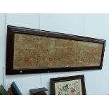 A LARGE NEEDLEPOINT PANEL IN WALNUT CUSHION FRAME AND A LATER OAK FRAMED EXAMPLE.