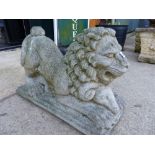 A PAIR OF GARDEN LION FIGURES.