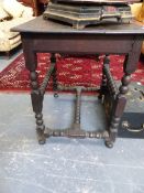 AN 18th.C.AND LATER OAK SIDE TABLE.