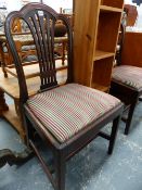 A PAIR OF GEORGIAN MAHOGANY SIDE CHAIRS.