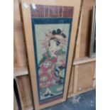 JAPANESE SCHOOL. A COURTESAN, COLOUR WOODBLOCK PRINT. 89x26.5cms.