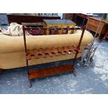 A 19th.C.MAHOGANY BOOT AND WHIP RACK.