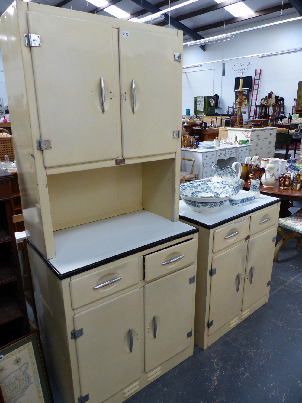 TWO HOUSE PROUD ALLOY AND ENAMELLED KITCHEN UNITS.