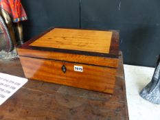 A SATINWOOD AND EBONY BANDED WORK BOX.