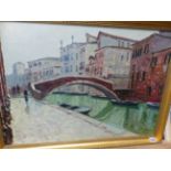 BEPPO MARINO (20th.C.) A VENETIAN VIEW, SIGNED OIL ON CANVAS. 50x70cms.