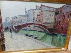 BEPPO MARINO (20th.C.) A VENETIAN VIEW, SIGNED OIL ON CANVAS. 50x70cms.