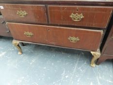 AN 18th.C.AND LATER WALNUT AND INLAID THREE DRAWER CHEST