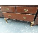 AN 18th.C.AND LATER WALNUT AND INLAID THREE DRAWER CHEST