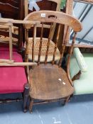 TWO 19th.C.SIDE CHAIRS AND TWO FOLDING CHAIRS.