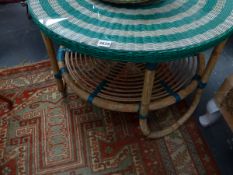 A RETRO BAMBOO COFFEE TABLE.