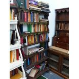 AN ANTIQUE STAINED PINE WATERFALL BOOKCASE.