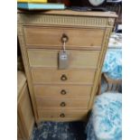 A TALL PINE CHEST OF SIX DRAWERS.