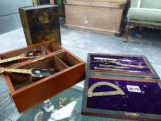 TWO MINIATURE TORTOISESHELL INSTRUMENTS, AN ARCHITECT'S SET,ETC.