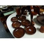 A QTY OF TREEN NUT BOWLS,ETC.