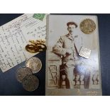 COINS, POSTCARDS, AND CUFFLINKS.