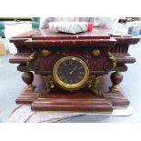 RED MARBLE MANTLE CLOCK.