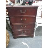 A MAHOGANY FILING CABINET.