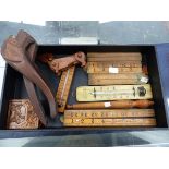 WOODEN RULERS, THERMOMETERS, ETC.
