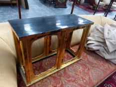 AN ORIENTAL GILT DECORATED STAND.