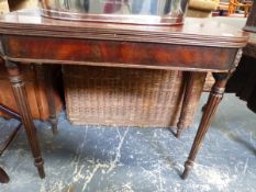 A 19th.C.MAHOGANY FOLD OVER TEA TABLE IN THE MANNER OF GILLOWS.