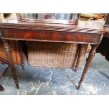 A 19th.C.MAHOGANY FOLD OVER TEA TABLE IN THE MANNER OF GILLOWS.