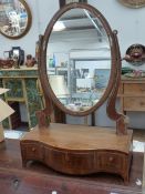 AN EARLY 19th.C.MAHOGANY BOXWOOD AND IVORY INLAID SWING DRESSING TABLE MIRROR.