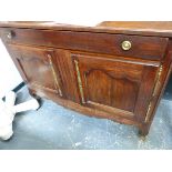 A 19th.C.FRENCH WALNUT TWO DOOR SIDE CABINET WITH FRIEZE DRAWER.