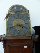 A 19TH.C.DUTCH OAK CASED LONG CASE CLOCK.