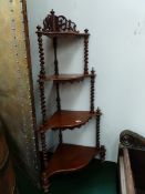 A VICTORIAN MAHOGANY CORNER WHAT NOT