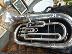 A SILVER PLATED WIND INSTRUMENT BY H.SCHENKELAARS, HOLLAND.