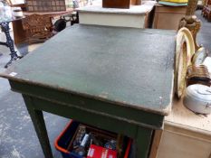 AN ANTIQUE PAINTED PINE CLERK'S DESK LABELLED TO THE NORTH EASTERN RAILWAY.