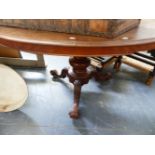 A VICTORIAN WALNUT TOPPED LOOE TABLE FOR RESTORATION.