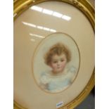19th./20th.C.ENGLISH SCHOOL. PORTRAIT OF A CHILD, SIGNED INDISTINCTLY, OVAL.