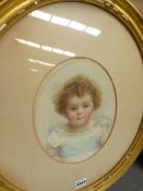 19th./20th.C.ENGLISH SCHOOL. PORTRAIT OF A CHILD, SIGNED INDISTINCTLY, OVAL.