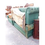 THREE MATCHING BUTTON BACK CHESTERFIELD SETTEES.