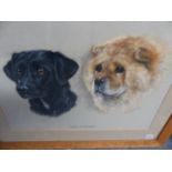MARY BROWNING (20th.C.) TWO PORTRAIT STUDIES OF DOGS, DIGBY AND PHAROAH, SIGNED PASTEL.