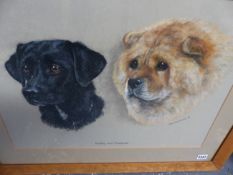 MARY BROWNING (20th.C.) TWO PORTRAIT STUDIES OF DOGS, DIGBY AND PHAROAH, SIGNED PASTEL.