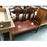 A 19th.C.MAHOGANY BOX SEAT SETTLE.