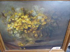 EARLY 20th.C.ENGLISH SCHOOL. FLORAL STILL LIFE, OIL ON CANVAS.