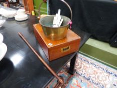 A CUTLERY BOX, BRASS JAMPAN,ETC.