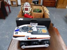 A VINTAGE BIG TRACK PROGRAMABLE TOY VEHICLE AND OTHER DIE CAST TOYS,ETC.