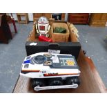 A VINTAGE BIG TRACK PROGRAMABLE TOY VEHICLE AND OTHER DIE CAST TOYS,ETC.