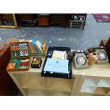 TWO VINTAGE TELEPHONES AND VARIOUS COLLECTABLES.