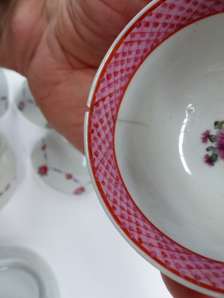 RUSSIAN COFFEE CAN AND SAUCER TOGETHER WITH ENGLISH FAMILLE ROSE STYLE TEA BOWLS AND SAUCERS. - Image 13 of 25