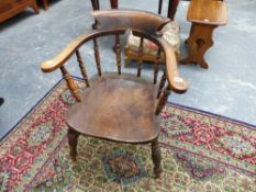 A BEECH AND ELM CAPTAIN'S CHAIR.